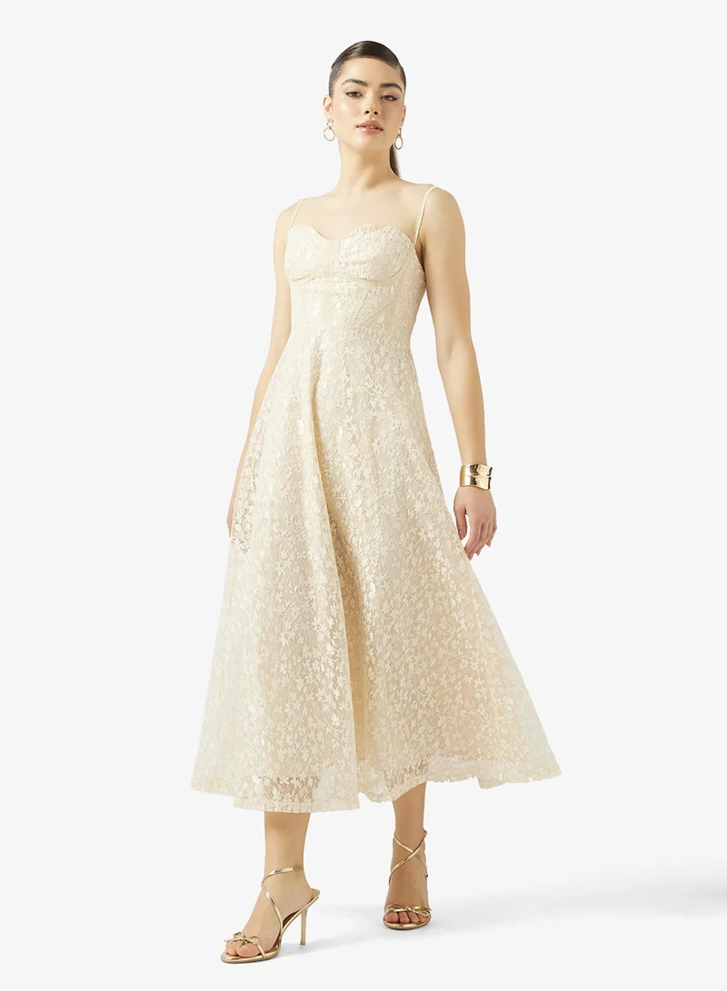 Ginger Sweetheart Neckline Lace A Line Dress